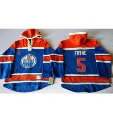 Edmonton Oilers #5 Mark Fayne Light Blue Sawyer Hooded Sweatshirt Stitched NHL Jersey