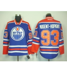 Edmonton Oilers #93 Ryan Nugent-Hopkins Blue [Orange Number]