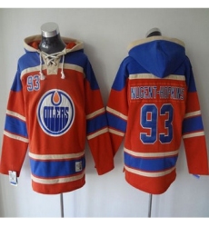 Edmonton Oilers #93 Ryan Nugent-Hopkins Orange Sawyer Hooded Sweatshirt Stitched NHL Jersey