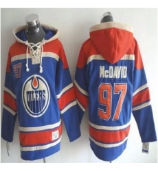 Edmonton Oilers #97 Connor McDavid Light Blue Sawyer Hooded Sweatshirt Stitched NHL Jersey