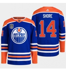 Men Edmonton Oilers 14 Devin Shore Royal 2024 Stanley Cup Final Patch Stitched Jersey