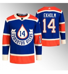 Men Edmonton Oilers 14 Mattias Ekholm 2023 Royal Heritage Classic Primegreen Stitched Jersey