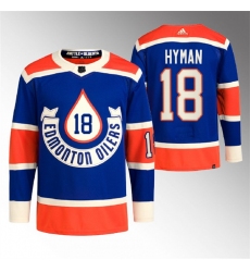 Men Edmonton Oilers 18 Zach Hyman 2023 Royal Heritage Classic Primegreen Stitched Jersey
