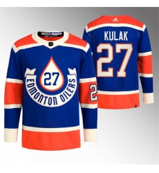 Men Edmonton Oilers 27 Brett Kulak 2023 Royal Heritage Classic Primegreen Stitched Jersey