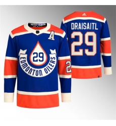 Men Edmonton Oilers 29 Leon Draisaitl 2023 Royal Heritage Classic Primegreen Stitched Jersey