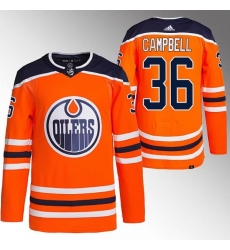 Men Edmonton Oilers 36 Jack Campbell Orange Stitched Jersey