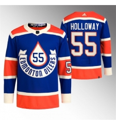 Men Edmonton Oilers 55 Dylan Holloway 2023 Royal Heritage Classic Primegreen Stitched Jersey