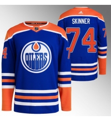 Men Edmonton Oilers 74 Stuart Skinner Royal Stitched Jersey
