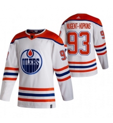 Men Edmonton Oilers 93 Ryan Nugent Hopkins White Adidas 2020 21 Reverse Retro Alternate NHL Jersey