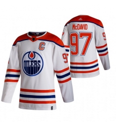 Men Edmonton Oilers 97 Connor McDavid White Adidas 2020 21 Reverse Retro Alternate NHL Jersey