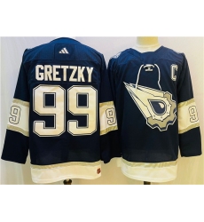 Men Edmonton Oilers 99 Wayne Gretzky Navy White Stitched Jersey