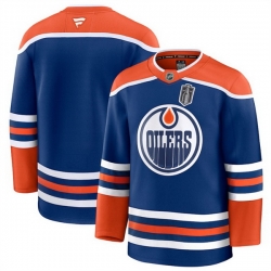 Men Edmonton Oilers Blank Royal 2025 Stanley Cup Final Patch Stitched Hockey Jersey