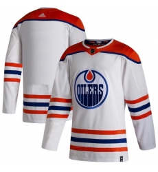 Men Edmonton Oilers Blank White 2020 21 Reverse Retro Adidas Jersey