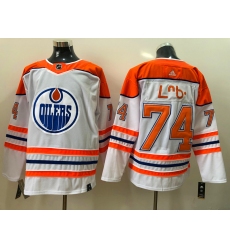Men Edmonton Oilers L B 74 White Orange 2021 Adidas Stitched NHL Jersey