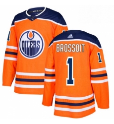 Mens Adidas Edmonton Oilers 1 Laurent Brossoit Authentic Orange Home NHL Jersey 