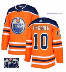 Mens Adidas Edmonton Oilers 10 Esa Tikkanen Authentic Orange Fashion Gold NHL Jersey 