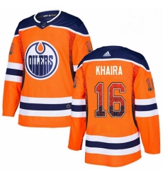 Mens Adidas Edmonton Oilers 16 Jujhar Khaira Authentic Orange Drift Fashion NHL Jersey 