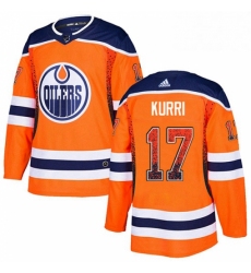 Mens Adidas Edmonton Oilers 17 Jari Kurri Authentic Orange Drift Fashion NHL Jersey 