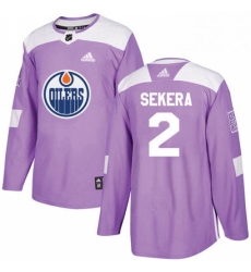 Mens Adidas Edmonton Oilers 2 Andrej Sekera Authentic Purple Fights Cancer Practice NHL Jersey 