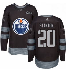 Mens Adidas Edmonton Oilers 20 Ryan Stanton Authentic Black 1917 2017 100th Anniversary NHL Jersey 