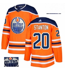 Mens Adidas Edmonton Oilers 20 Ryan Stanton Authentic Orange Fashion Gold NHL Jersey 
