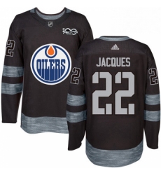 Mens Adidas Edmonton Oilers 22 Jean Francois Jacques Authentic Black 1917 2017 100th Anniversary NHL Jersey 