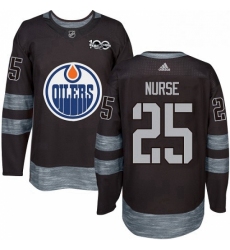 Mens Adidas Edmonton Oilers 25 Darnell Nurse Authentic Black 1917 2017 100th Anniversary NHL Jersey 