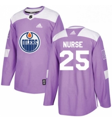 Mens Adidas Edmonton Oilers 25 Darnell Nurse Authentic Purple Fights Cancer Practice NHL Jersey 