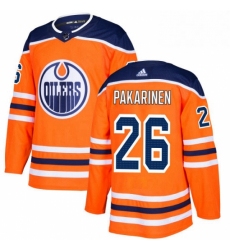 Mens Adidas Edmonton Oilers 26 Iiro Pakarinen Authentic Orange Home NHL Jersey 