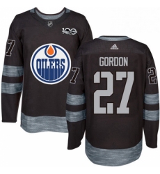 Mens Adidas Edmonton Oilers 27 Boyd Gordon Authentic Black 1917 2017 100th Anniversary NHL Jersey 