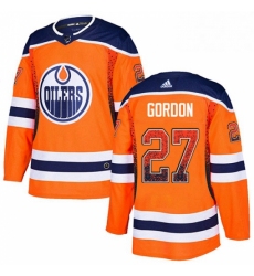 Mens Adidas Edmonton Oilers 27 Boyd Gordon Authentic Orange Drift Fashion NHL Jersey 