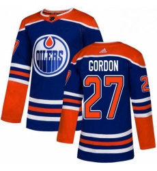 Mens Adidas Edmonton Oilers 27 Boyd Gordon Premier Royal Blue Alternate NHL Jersey 