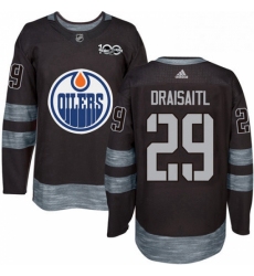 Mens Adidas Edmonton Oilers 29 Leon Draisaitl Authentic Black 1917 2017 100th Anniversary NHL Jersey 