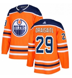 Mens Adidas Edmonton Oilers 29 Leon Draisaitl Authentic Orange Home NHL Jersey 