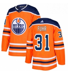 Mens Adidas Edmonton Oilers 31 Grant Fuhr Premier Orange Home NHL Jersey 