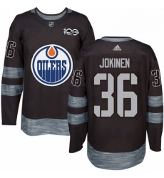 Mens Adidas Edmonton Oilers 36 Jussi Jokinen Authentic Black 1917 2017 100th Anniversary NHL Jersey 