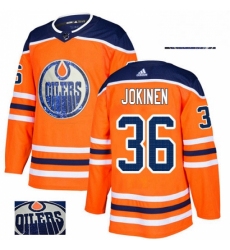Mens Adidas Edmonton Oilers 36 Jussi Jokinen Authentic Orange Fashion Gold NHL Jersey 