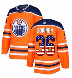 Mens Adidas Edmonton Oilers 36 Jussi Jokinen Authentic Orange USA Flag Fashion NHL Jersey 