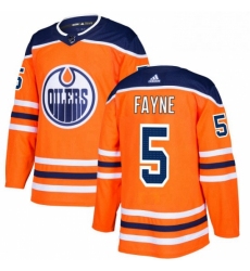 Mens Adidas Edmonton Oilers 5 Mark Fayne Authentic Orange Home NHL Jersey 