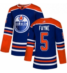 Mens Adidas Edmonton Oilers 5 Mark Fayne Premier Royal Blue Alternate NHL Jersey 