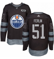 Mens Adidas Edmonton Oilers 51 Brian Ferlin Authentic Black 1917 2017 100th Anniversary NHL Jersey 
