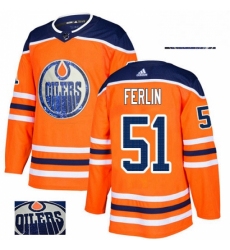 Mens Adidas Edmonton Oilers 51 Brian Ferlin Authentic Orange Fashion Gold NHL Jersey 