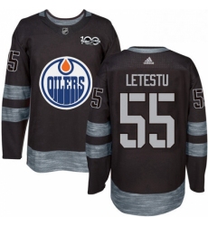 Mens Adidas Edmonton Oilers 55 Mark Letestu Authentic Black 1917 2017 100th Anniversary NHL Jersey 