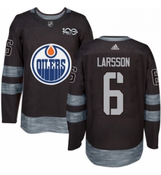 Mens Adidas Edmonton Oilers 6 Adam Larsson Authentic Black 1917 2017 100th Anniversary NHL Jersey 