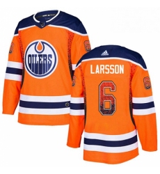 Mens Adidas Edmonton Oilers 6 Adam Larsson Authentic Orange Drift Fashion NHL Jersey 