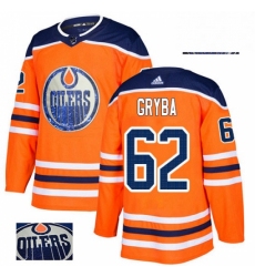 Mens Adidas Edmonton Oilers 62 Eric Gryba Authentic Orange Fashion Gold NHL Jersey 