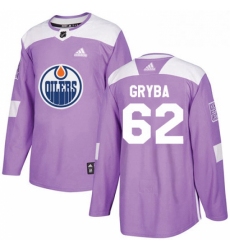 Mens Adidas Edmonton Oilers 62 Eric Gryba Authentic Purple Fights Cancer Practice NHL Jersey 