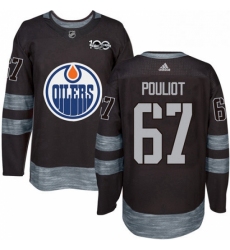 Mens Adidas Edmonton Oilers 67 Benoit Pouliot Authentic Black 1917 2017 100th Anniversary NHL Jersey 