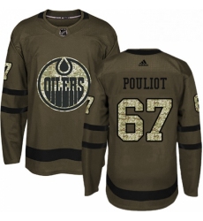Mens Adidas Edmonton Oilers 67 Benoit Pouliot Authentic Green Salute to Service NHL Jersey 
