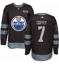 Mens Adidas Edmonton Oilers 7 Paul Coffey Authentic Black 1917 2017 100th Anniversary NHL Jersey 